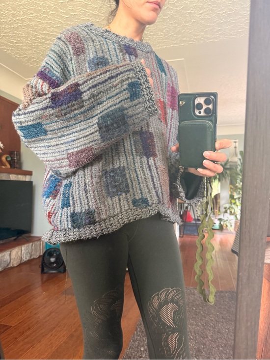 allen wah Sweaters - Cozy Vintage Patterned Boxy Knit Sweater see description for sizing.